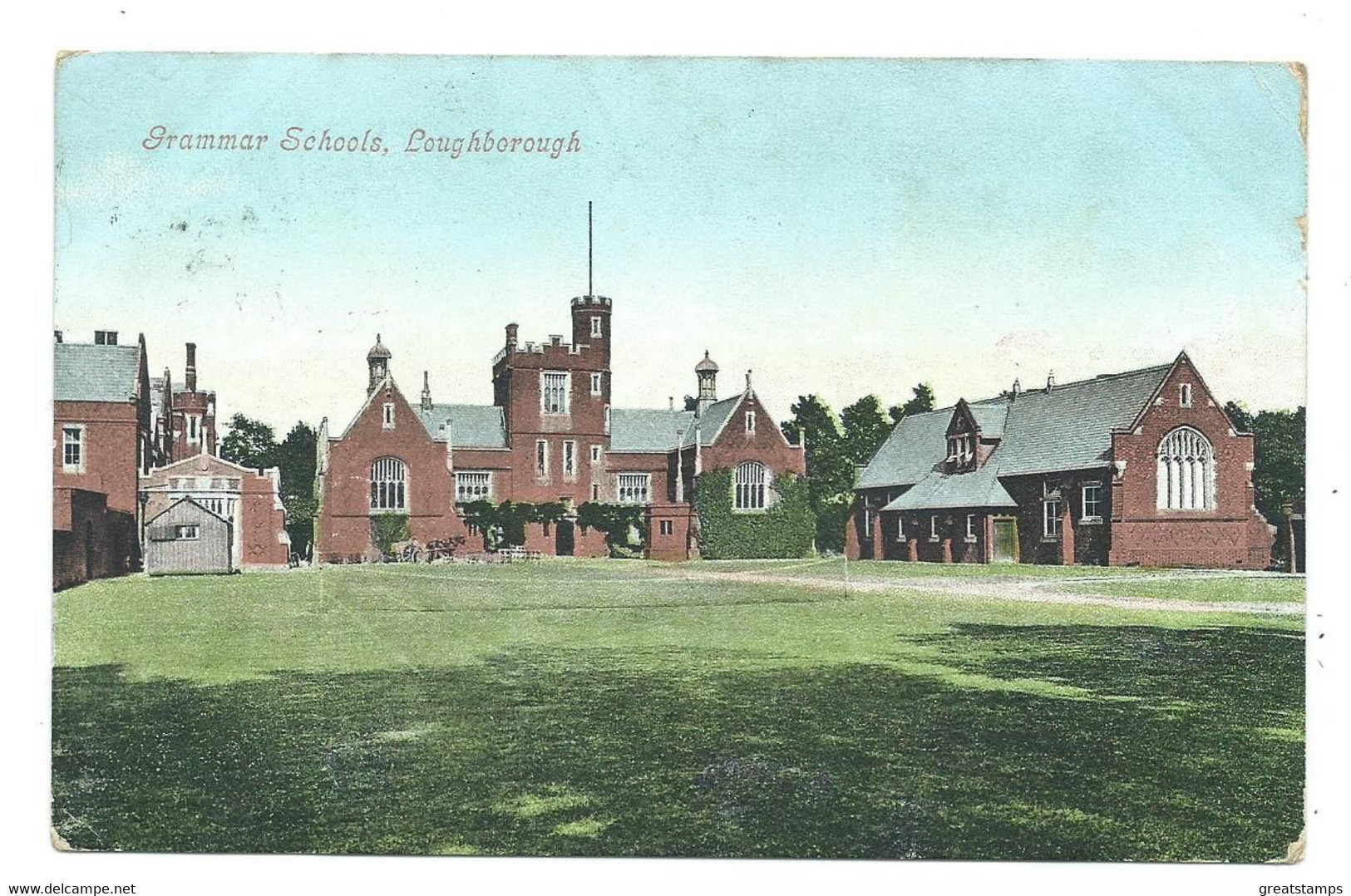 Leicestershire Postcard Loughborough Grammar Schools Valentine's Posted Stamp Gone - Sonstige & Ohne Zuordnung