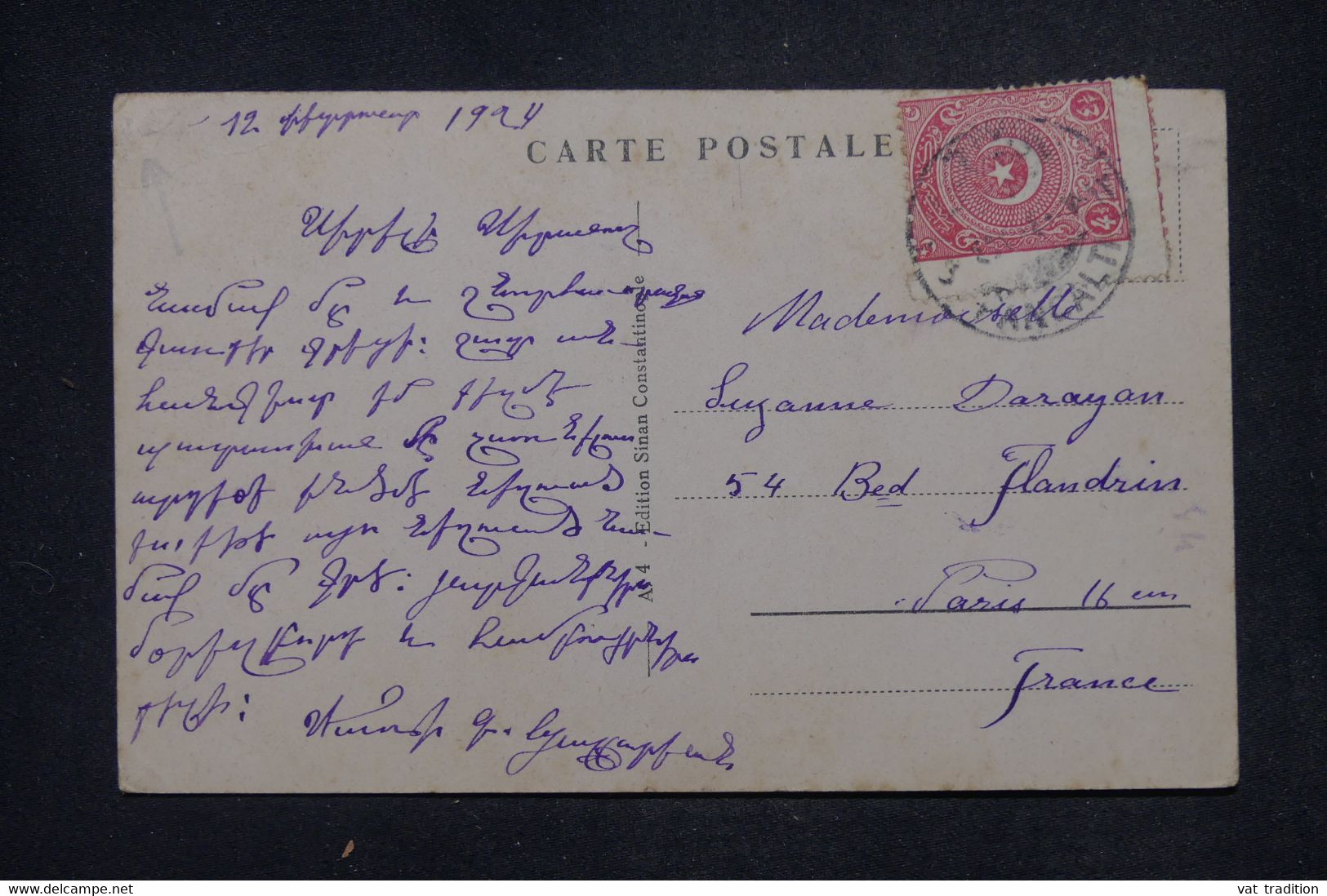 TURQUIE - Affranchissement ( Variété De Piquage) Sur Carte Postale De Constantinople Pour Paris En 1924 - L 141593 - Covers & Documents