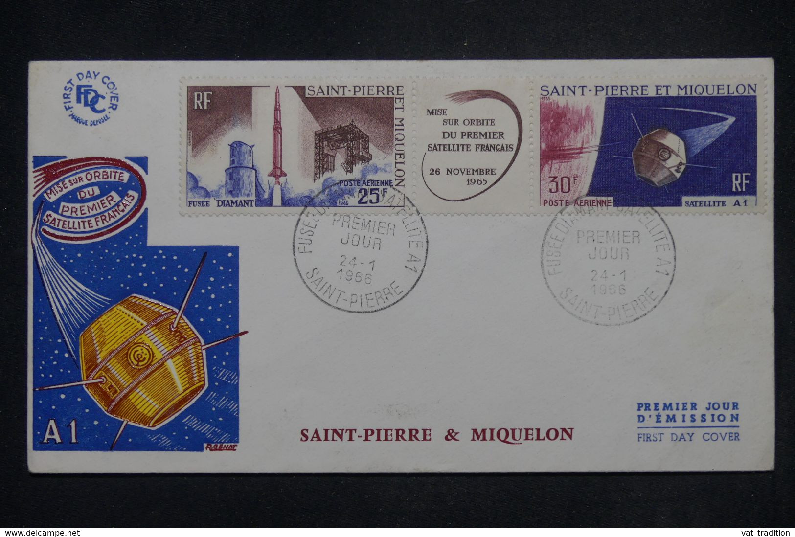 SAINT PIERRE & MIQUELON - Enveloppe FDC En 1966 - Fusée Diamant Et Satellite A1 -  L 141606 - FDC