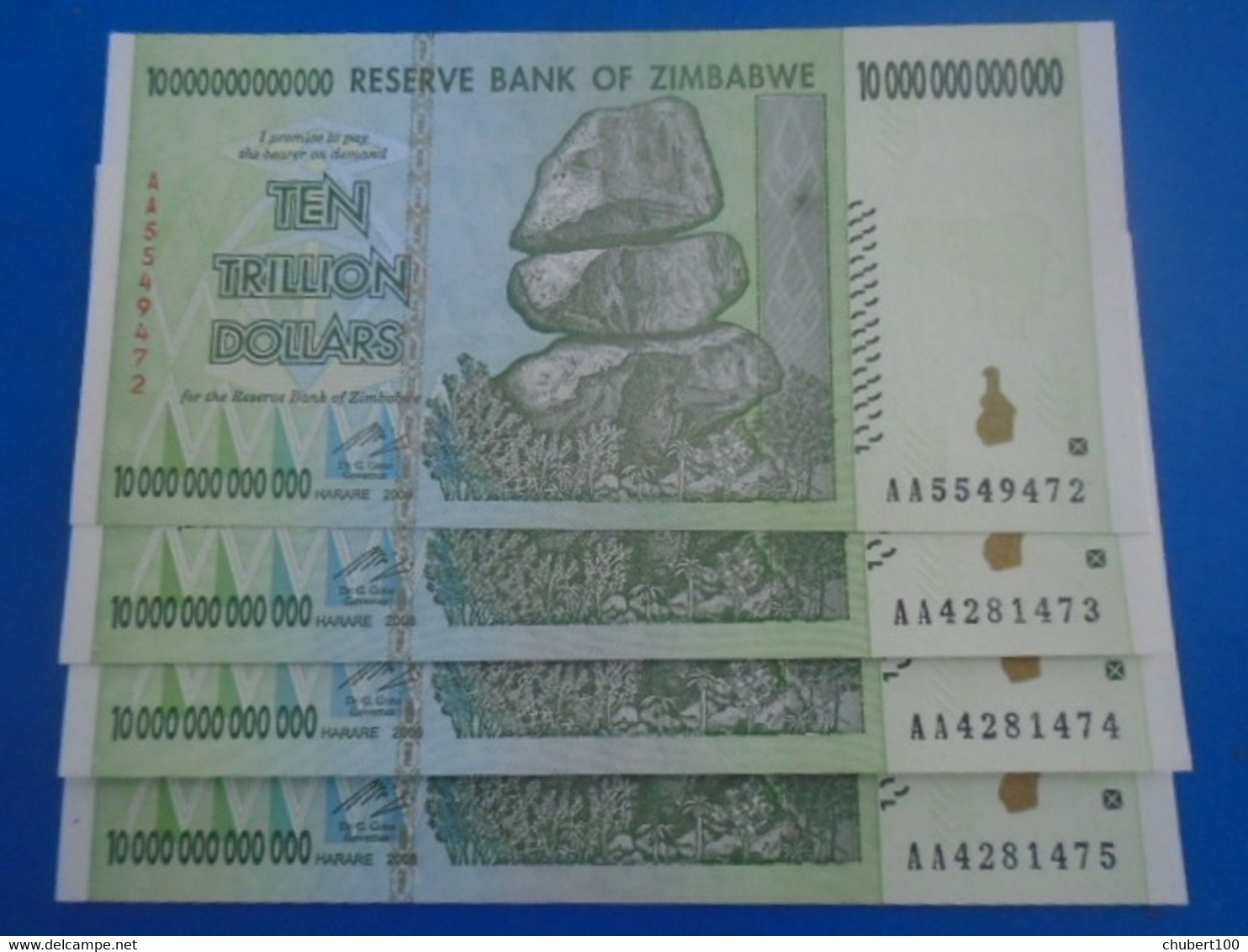 ZIMBABWE, P 88, 10 Trillion Dollars ,   2008 , UNC Neuf , 4 Notes - Zimbabwe