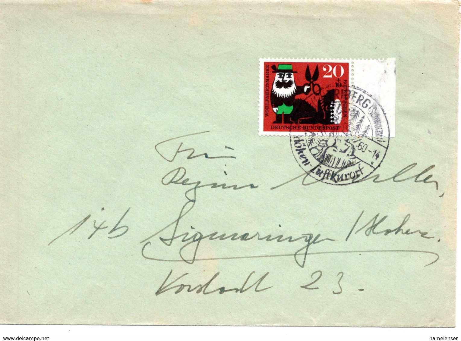 57276 - Bund - 1960 - 20Pfg Rotkaeppchen EF A Bf TRIBERG - ... -> Sigmaringen - Fairy Tales, Popular Stories & Legends