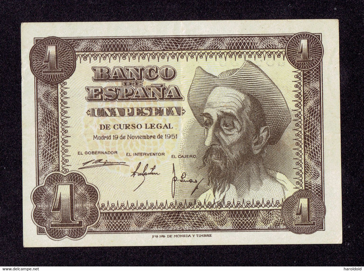 ESPAGNE - 1 PESETA - SPL - 1 PLI CENTRAL VERTICAL - 1951 - 1-2 Pesetas