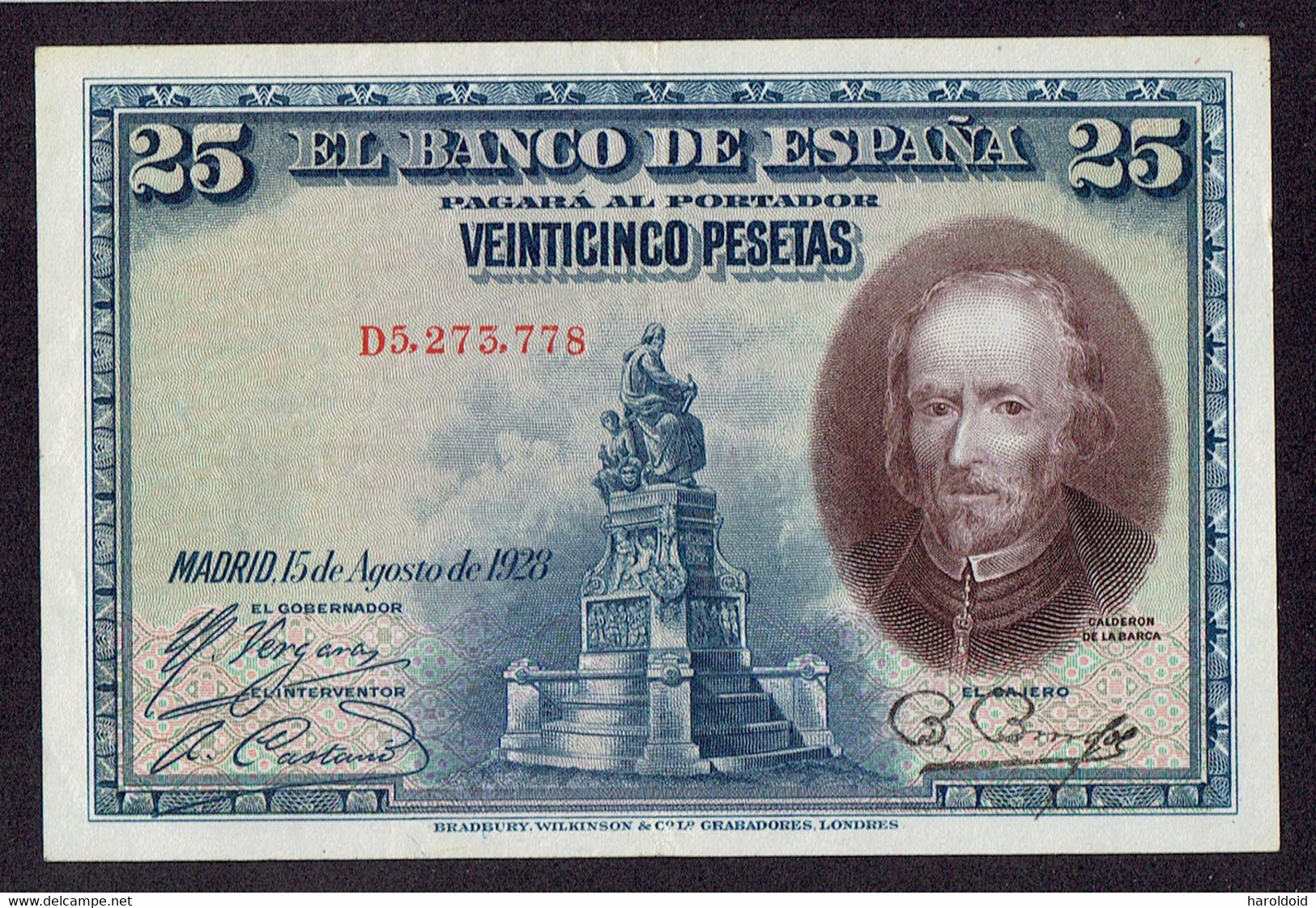 ESPAGNE - 25 PESETAS - SPL - PLI VERTICAL - 1928 - 1-2-5-25 Peseten