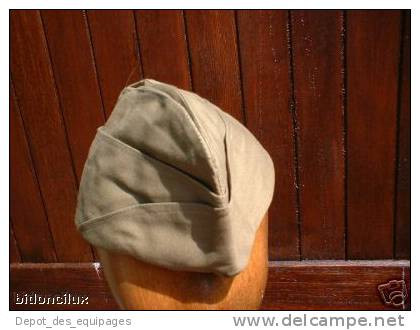 39/45  U.S.A.     WW2      CALOT ETE BEIGE + GRANDE TAILLE   CAP GARRISON - Uniformes