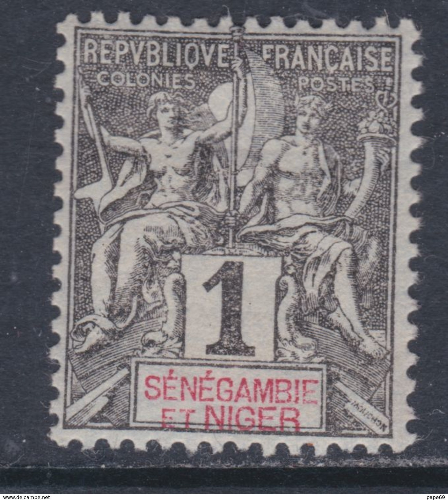 Sénégambie Et Niger N° 1 X Type Groupe : 1 C. Noir Sur Azuré, Trace De Charnière Sinon TB - Unused Stamps