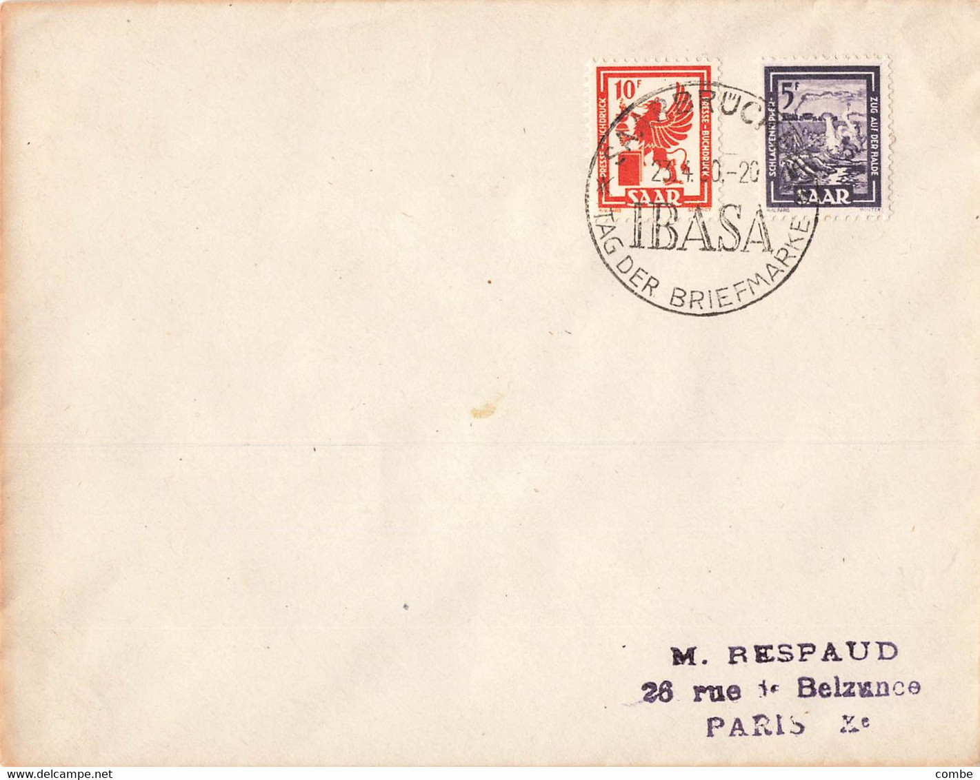 LETTRE. SARRE. 1950. SAARBRÜCKEN. IBASA. POUR PARIS - Lettres & Documents