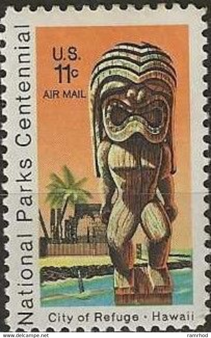 USA 1972 Centenary Of National Parks - 11c. Statue And Temple, City Of Refuge, Hawaii (Air) FU - 3b. 1961-... Neufs