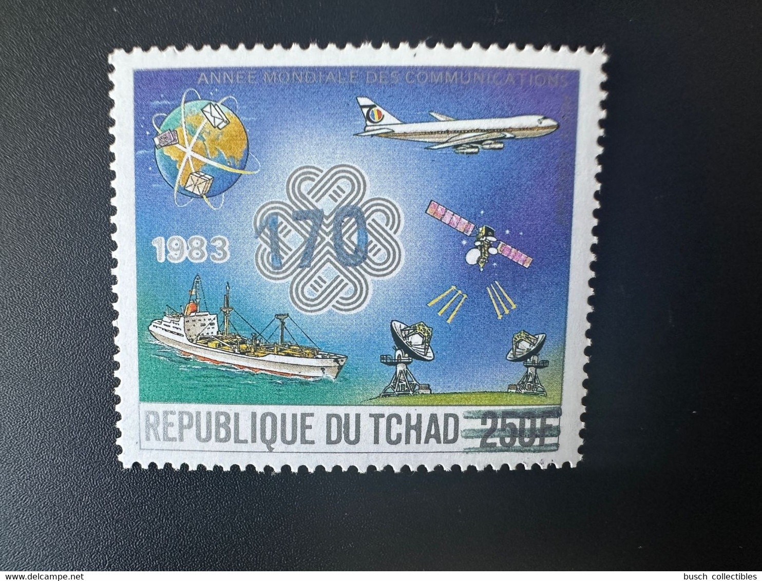 Tchad Chad Tschad 1987 / 1988 Mi. 1147 Surchargé Overprint Année Mondiale Des Communications Avion Airplane Flugzeug - Tschad (1960-...)