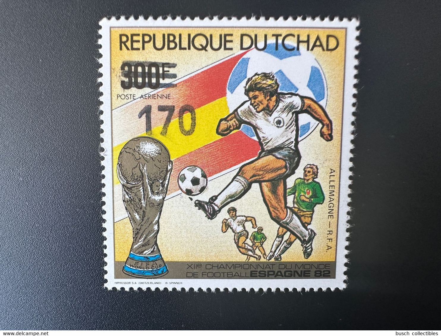 Tchad Chad Tschad 1987 / 1988 Mi. 1148 Surchargé Overprint FIFA Football World Cup Spain Espagne Coupe Monde WM Fußball - Tchad (1960-...)