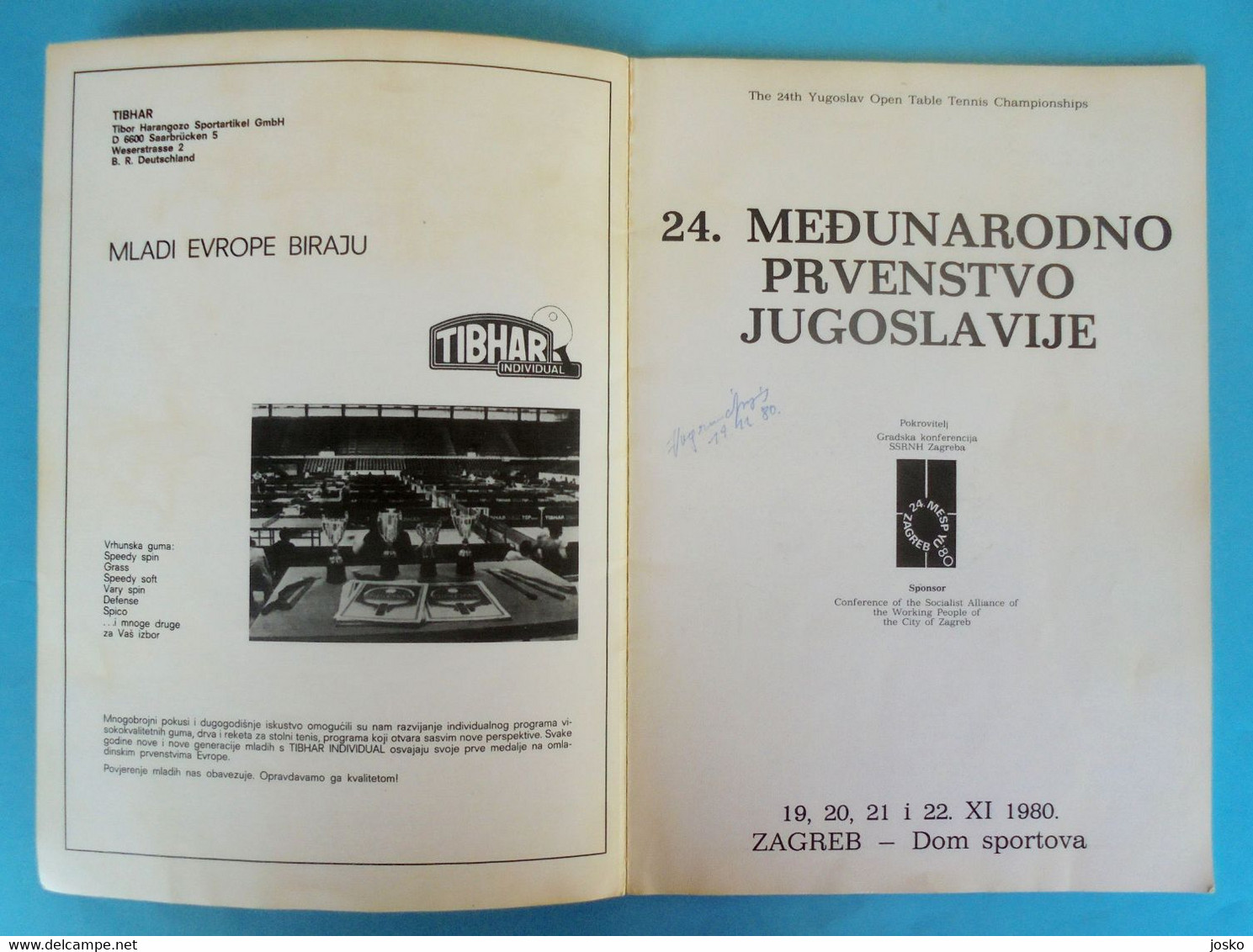 THE 24th YUGOSLAV OPEN TABLE TENNIS CHAMPIONSHIP 1980 Large Official Programme MORE PLAYERS AUTOGRAPHS Tennis De Table - Tenis De Mesa