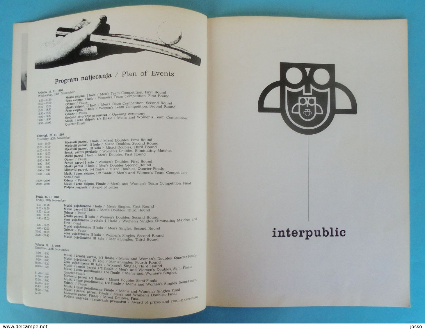 THE 24th YUGOSLAV OPEN TABLE TENNIS CHAMPIONSHIP 1980 Large Official Programme MORE PLAYERS AUTOGRAPHS Tennis De Table - Tennis De Table