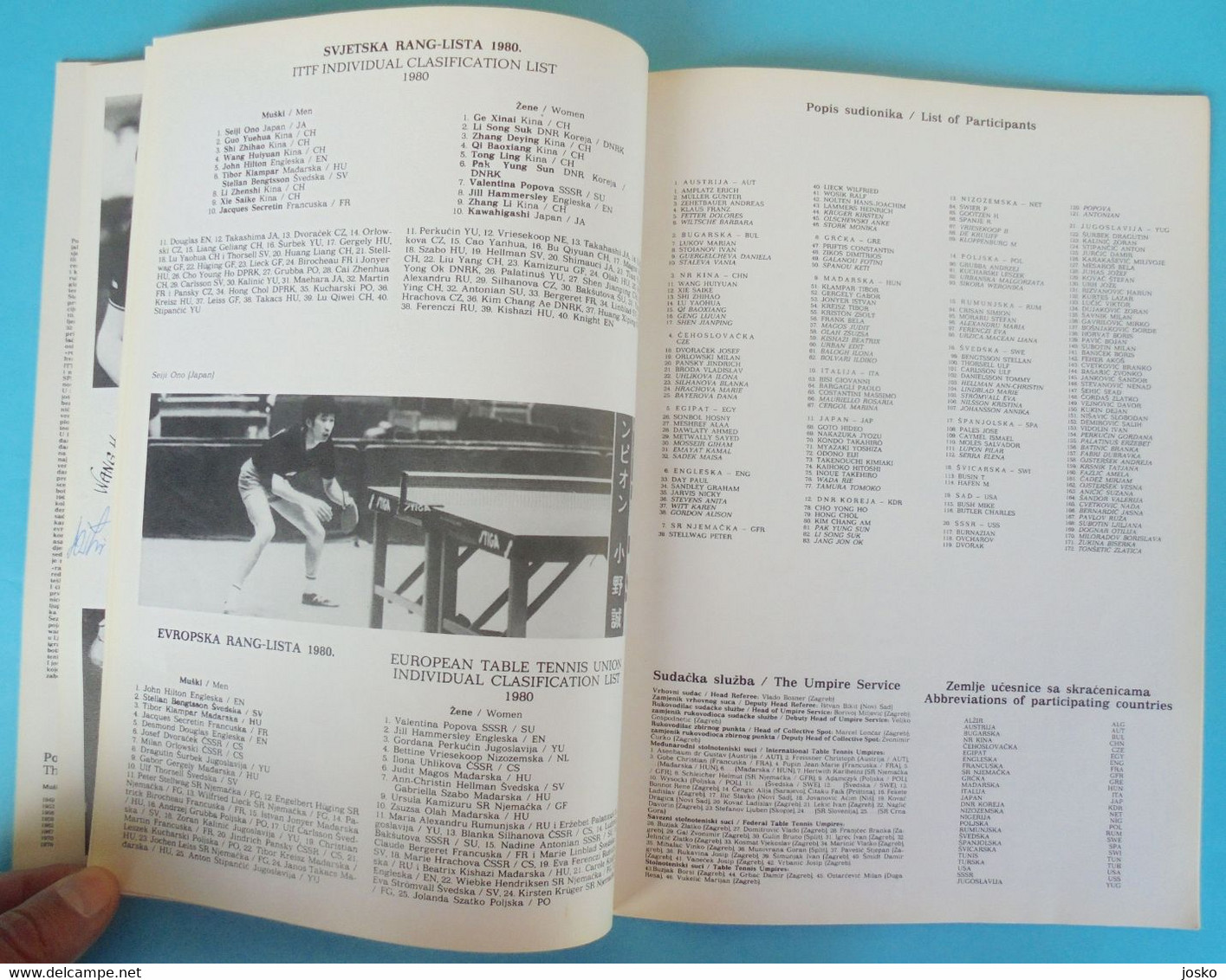 THE 24th YUGOSLAV OPEN TABLE TENNIS CHAMPIONSHIP 1980 large official programme MORE PLAYERS AUTOGRAPHS tennis de table