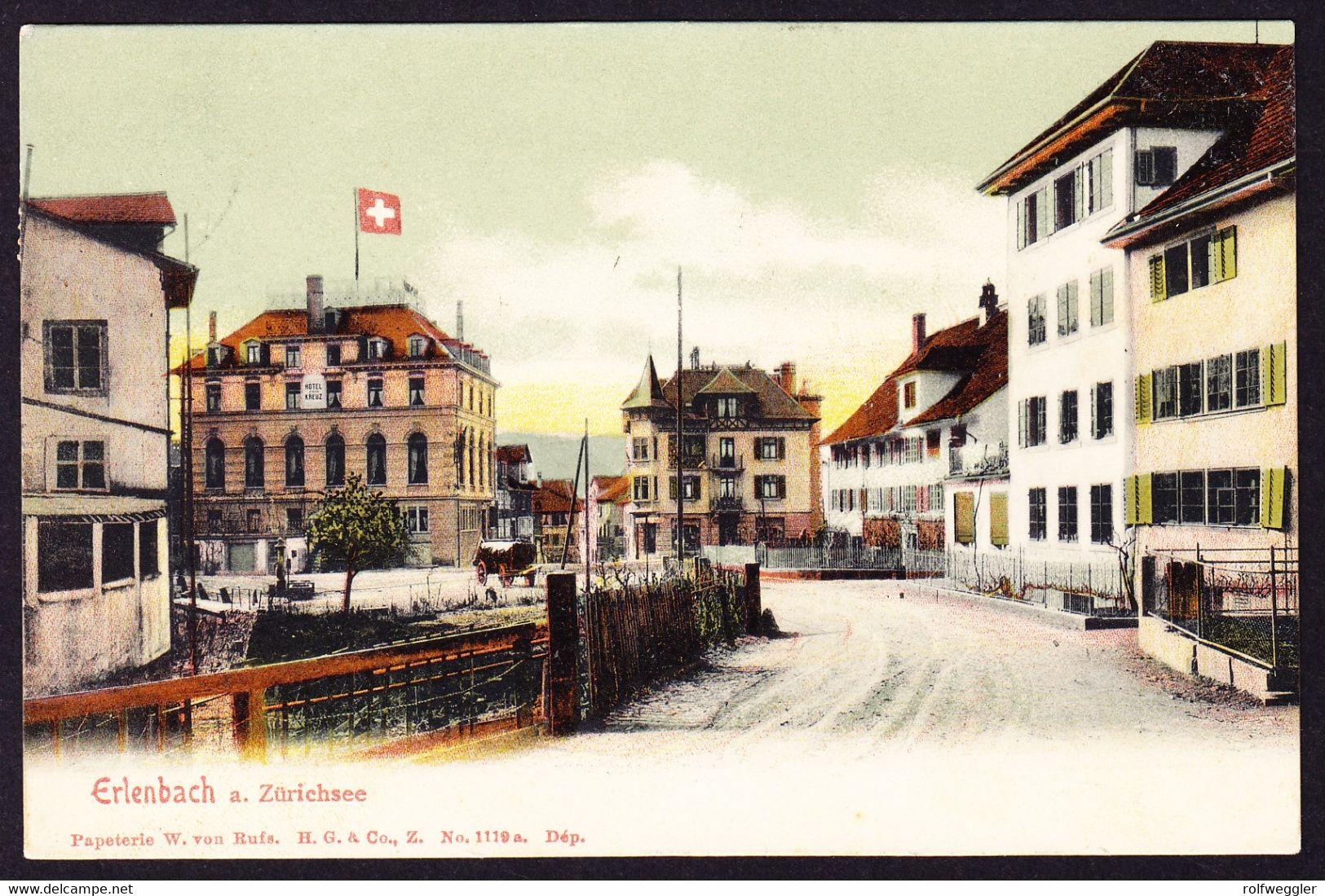 1905 Gelaufene AK Aus Erlenbach ZH, Kreuzung Seestrasse Mit Hotel Kreuz. - Erlenbach