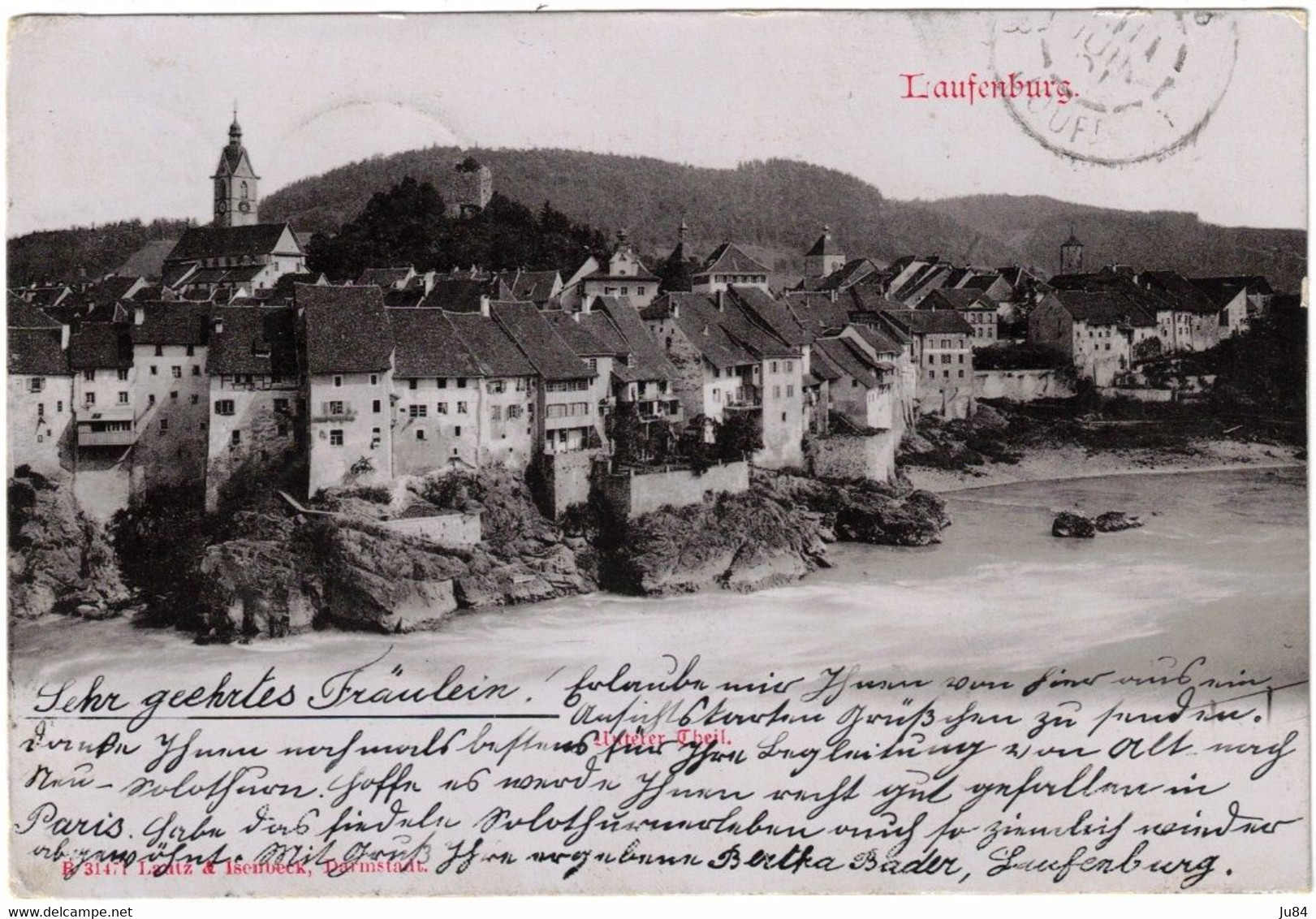 Suisse - Laufenburg - Theil - Ambulant N°39 - Carte Postale Pour Paris (France) - 10 Juin 1901 - Laufenburg 