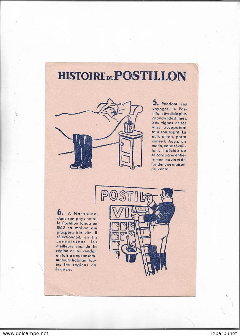 Buvard Ancien Vins Du Postillon  Histoire Du Postillon' (5-6) Fond Crème - V