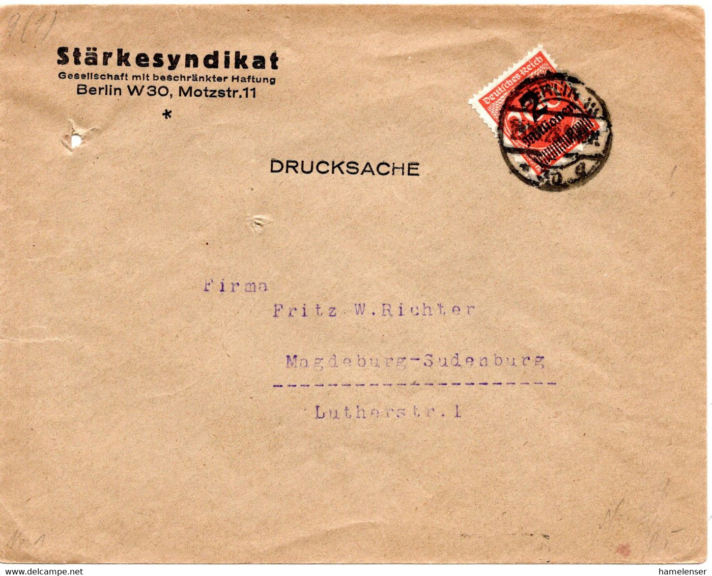 57289 - Deutsches Reich - 1923 - 2Mio/200M EF A DrucksBf BERLIN -> Magdeburg - Briefe U. Dokumente