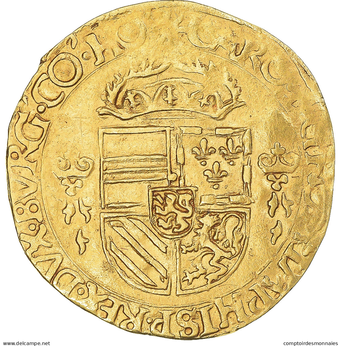 Monnaie, Pays-Bas, Charles Quint, Couronne D'or Au Soleil, 1543, Nimega, TTB+ - …-1795 : Période Ancienne