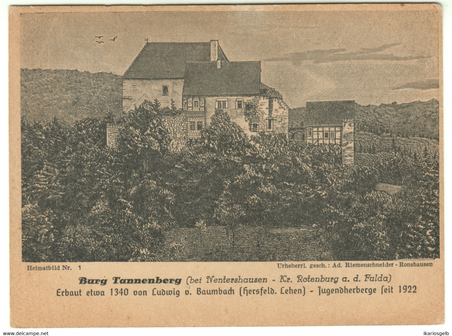 Nentershausen Bei Bebra Krs Rotenburg 1946 Notkarte " Schloßcafe Gaststätten In Burg Tannenberg " Ansichtskarte - Rotenburg