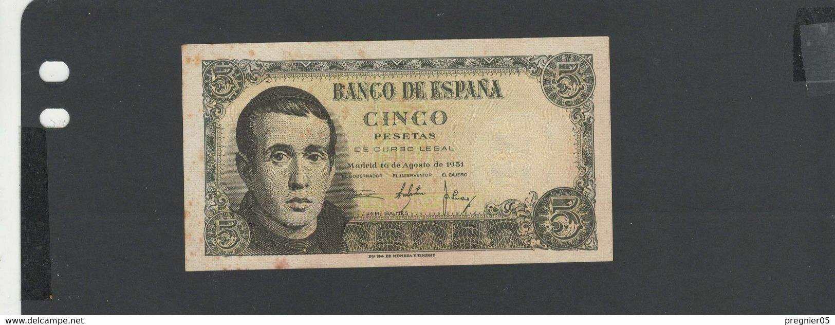 ESPAGNE - Billet 5 Pesetas 1951 SUP/XF Pick-140a.3 - 5 Pesetas