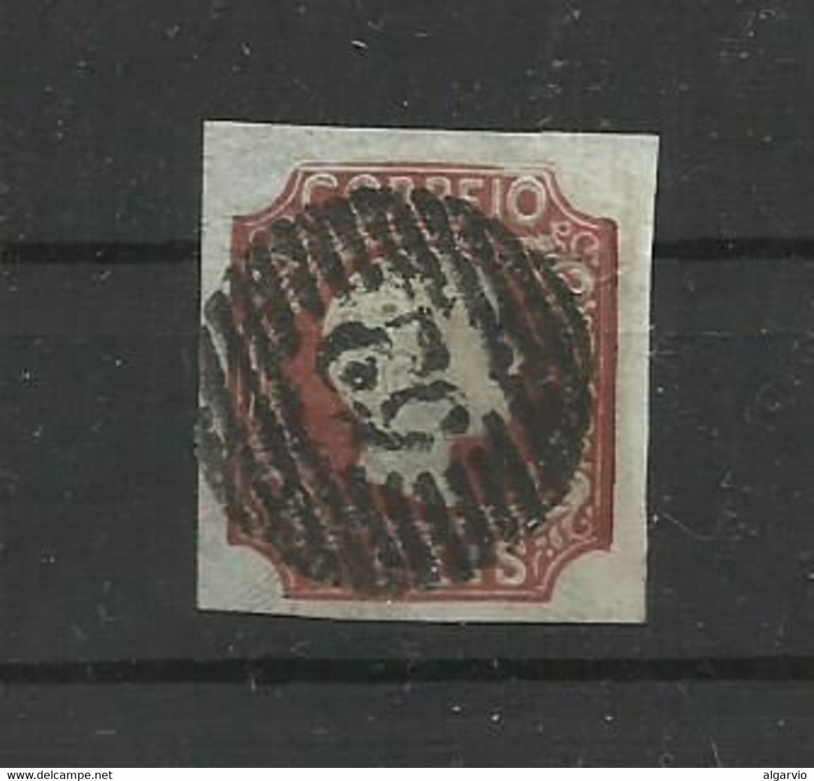 Port 1856/58,D Pedro Cabelos Anelados, # 10, 5rs Castanho Vermelho Carimbo 63 Lousada,raro,boas Margens,Lt 571 - Used Stamps