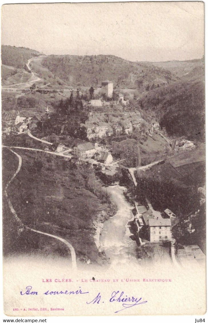 Suisse - Vaud - Les Clées - Le Chateau Et L'Usine électrique - Carte Postale Pour La France - 28 Juin 1901 - Les Clées