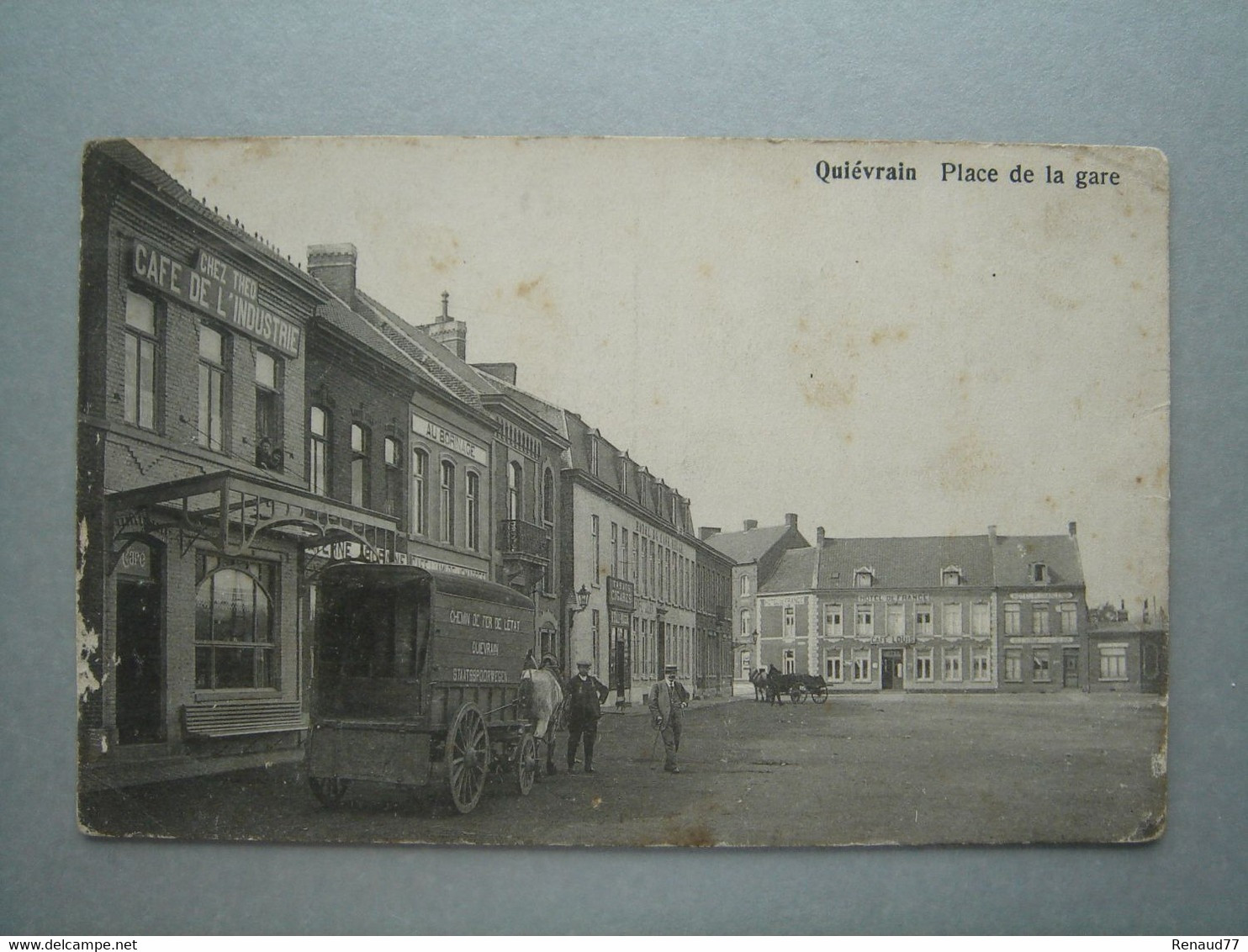 Quiévrain - Place De La Gare - Inscription Sur Le Chariot (CHEMIN DE FER DE LETAT, QUIEVRAIN, STAATSSPOORWEGEN) - Quiévrain