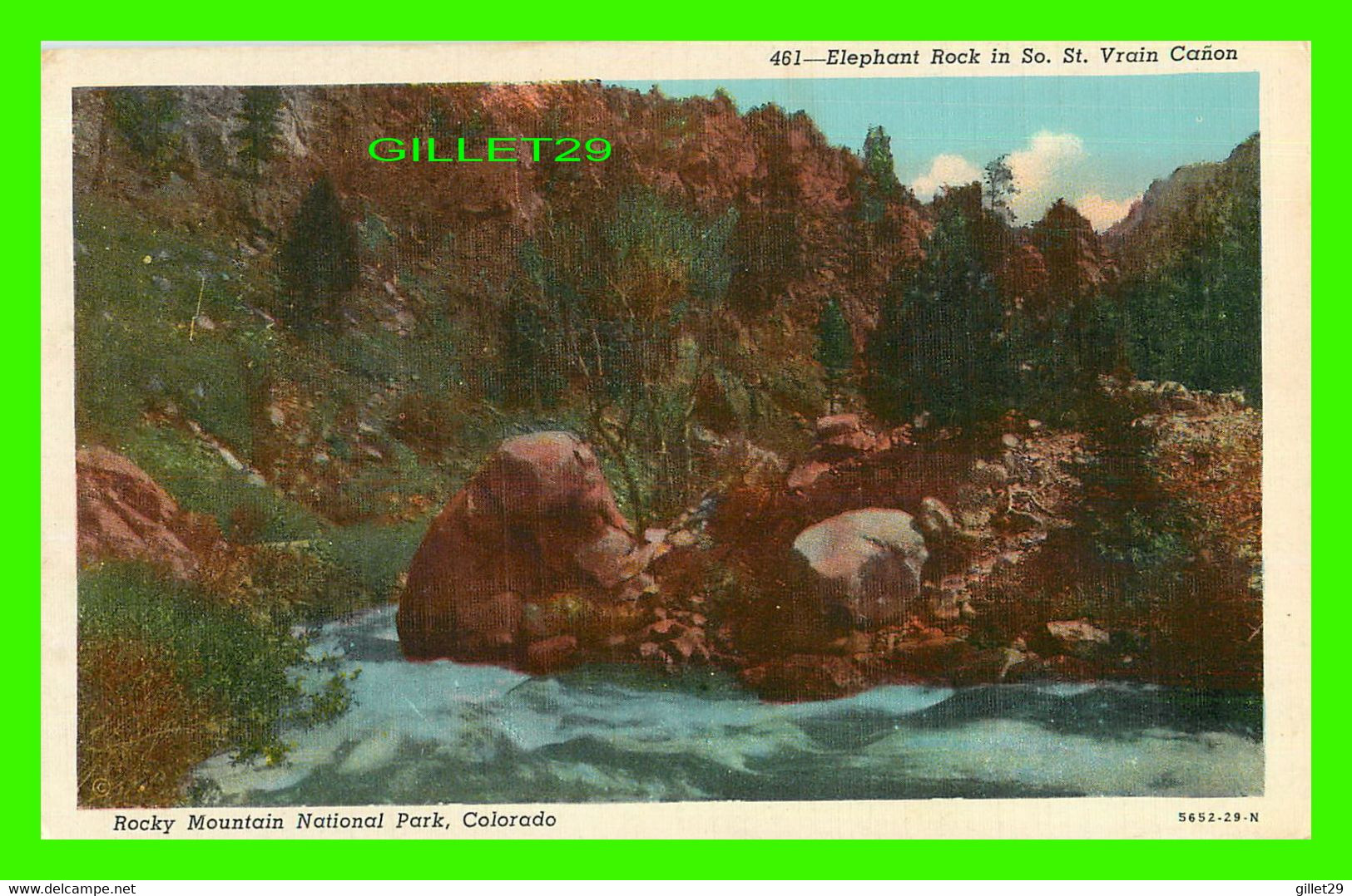 ROCKY MOUNTAIN NATIONAL PARK, CO - ELEPHANT ROCK IN SO. ST VRAIN CANON - SANBORN SOUVENIR CO - - Rocky Mountains