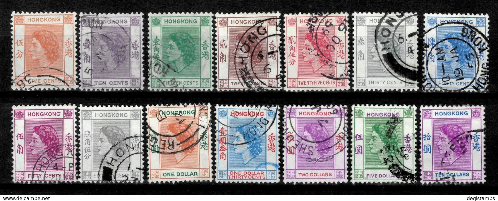 Hong Kong 1954  QEII 1954/62 SG178/91 Set Of 14  Fine Used - Usados