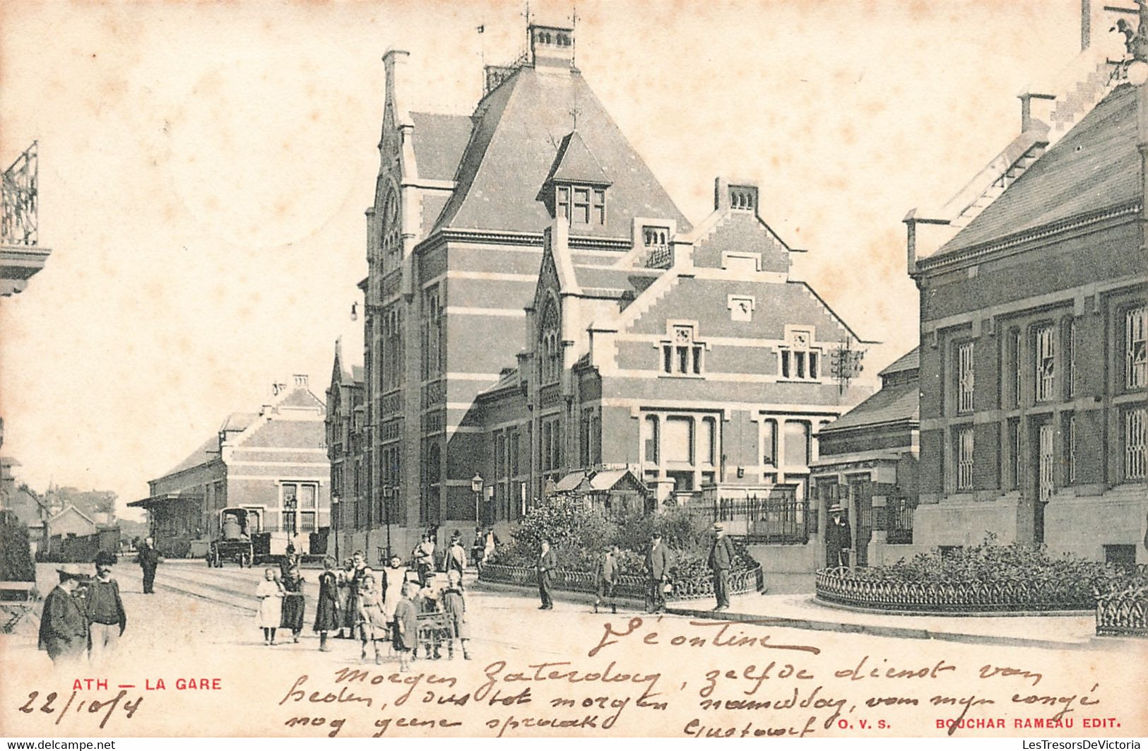 Belgique - Ath - La Gare - Edit. Bouchar Rameau - Animé - Oblitéré Alost 1904 - Carte Postale Anciene - Ath