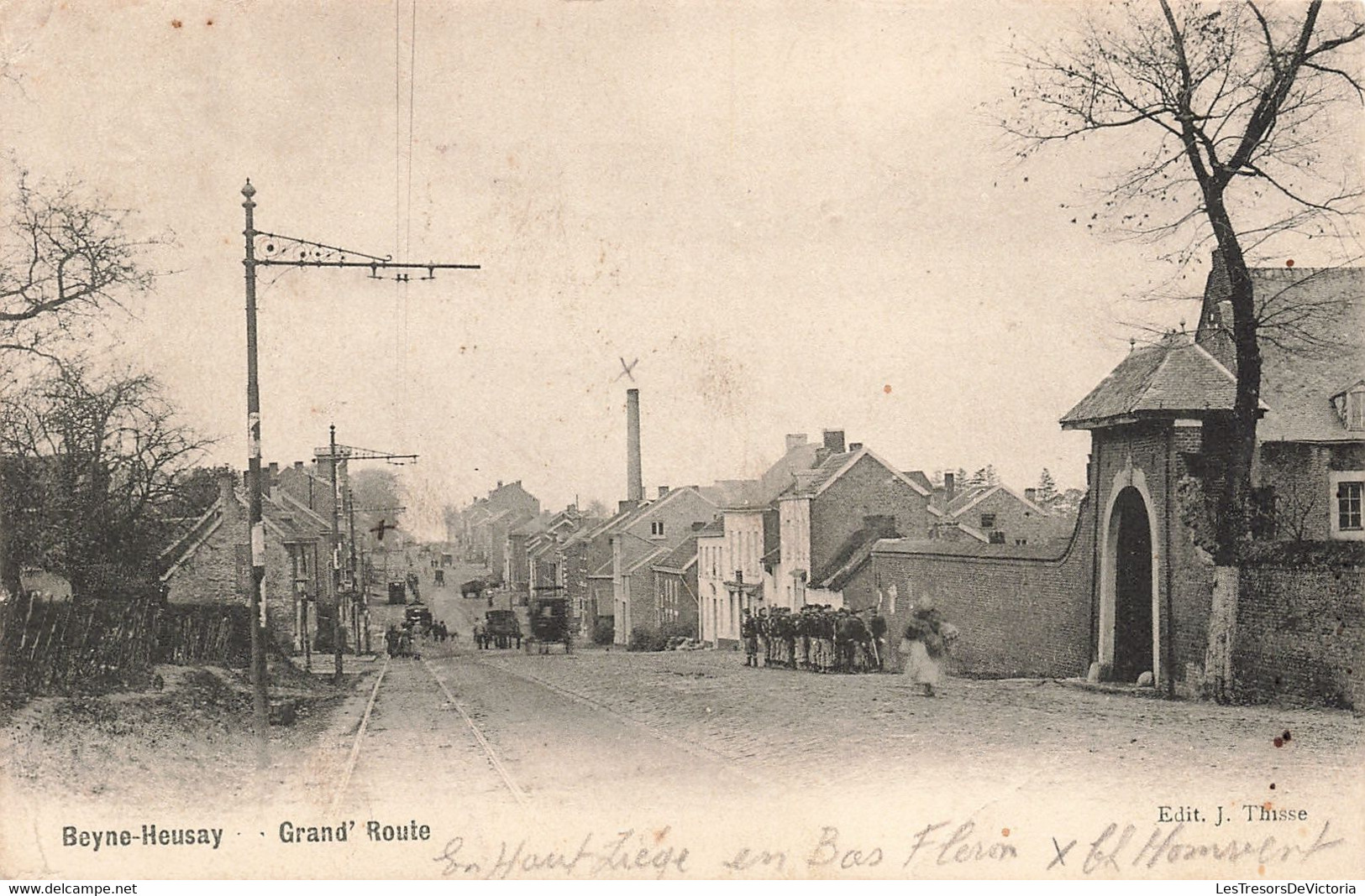 Belgique - Beyne Heusay - Grand'route - Edit. J. Thisse - Animé - Oblitéré Saignes 1907 - Carte Postale Anciene - Beyne-Heusay