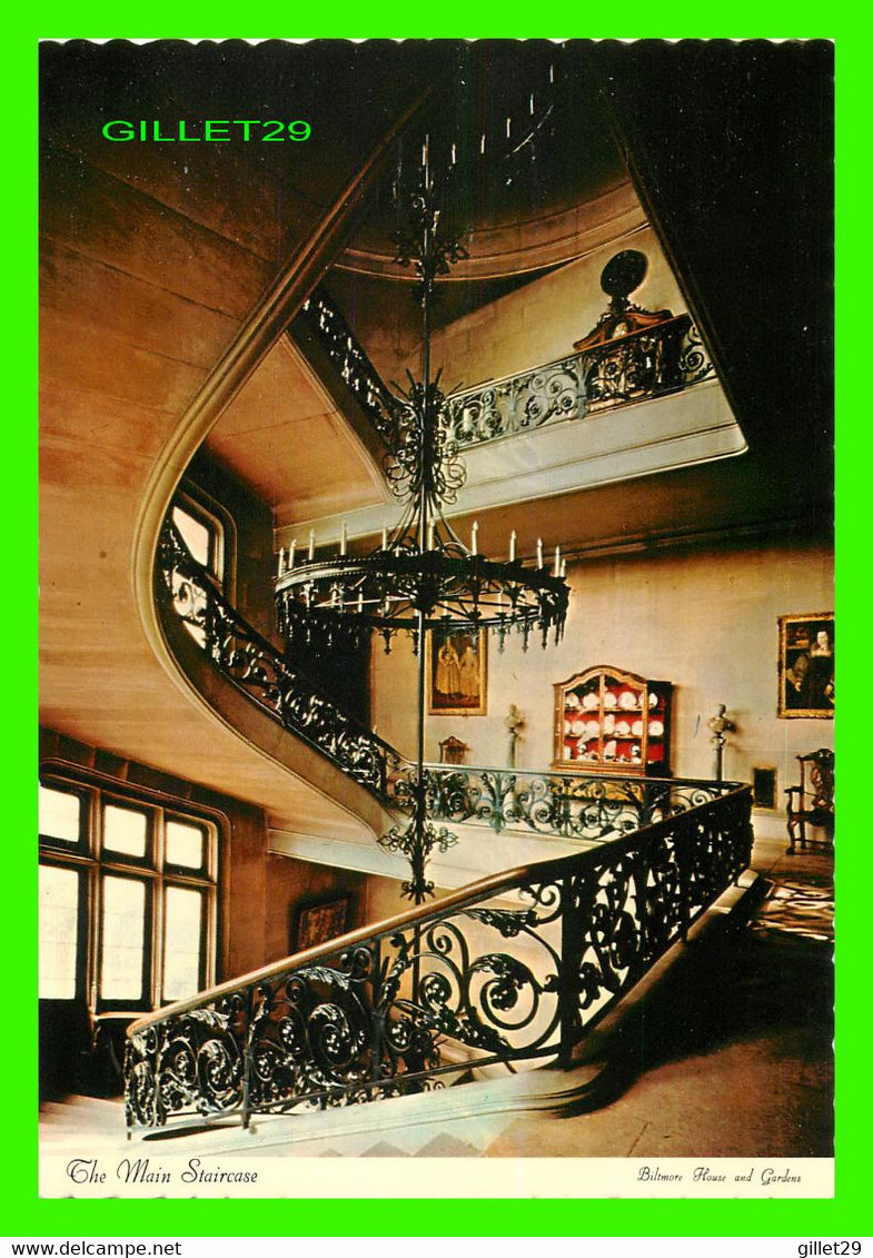 ASHEVILLE, NC - THE MAIN STAIRCASE AT BILTMORE HOUSE AND GARDENS - DEXTER PRESS INC - 1971, THE BILTMORE CO - - Asheville