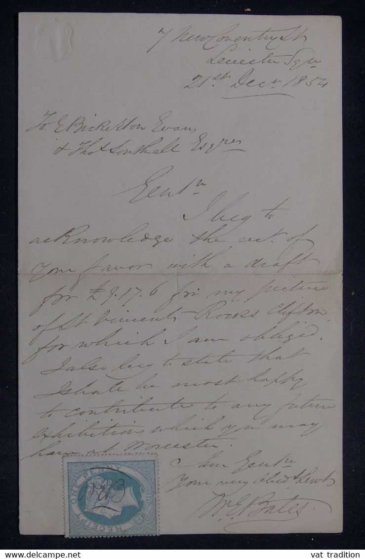 ROYAUME UNI - Fiscal Sur Document De Leicester En 1854 - L 141651 - Fiscali