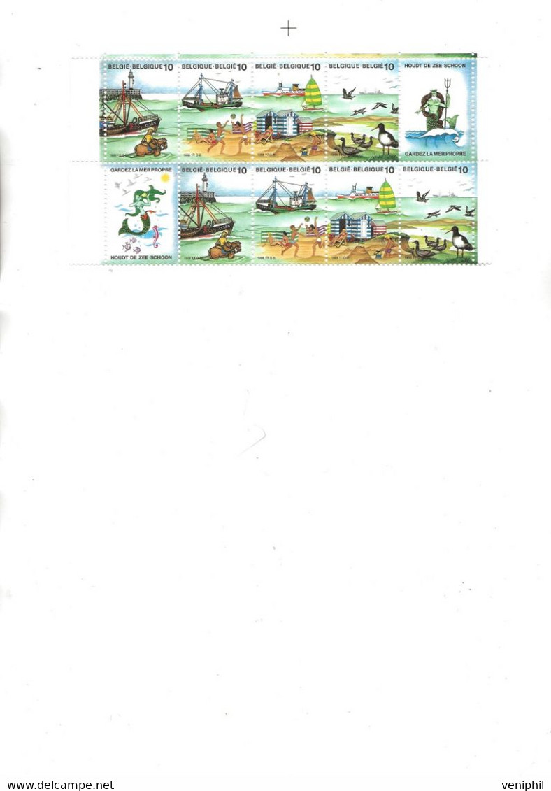 BELGIQUE - N° 2273 A 2276  2 BANDES DE 4 + VIGNETTES - ANNEE 1988 - Nuovi