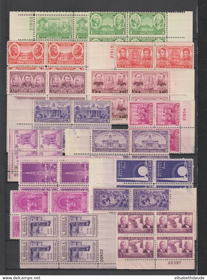 USA - 1936/1945  - COLLECTION En BLOCS De 4 ! AVEC POSTE AERIENNE ** MNH - 7 PAGES ! - COTE YVERT = 450+ EUR - Verzamelingen