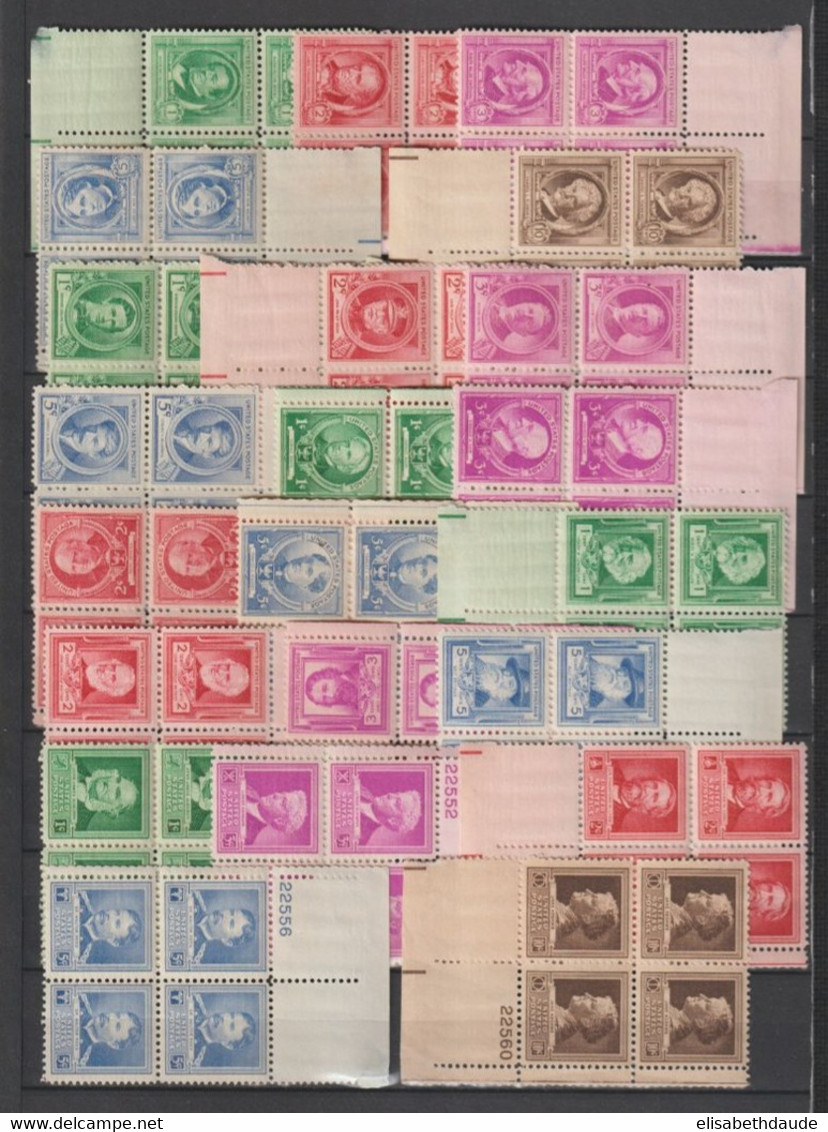 USA - 1936/1945  - COLLECTION En BLOCS De 4 ! AVEC POSTE AERIENNE ** MNH - 7 PAGES ! - COTE YVERT = 450+ EUR - Sammlungen
