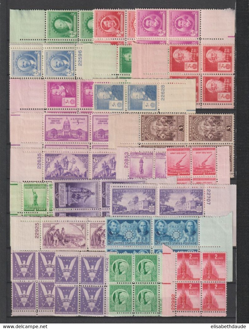 USA - 1936/1945  - COLLECTION En BLOCS De 4 ! AVEC POSTE AERIENNE ** MNH - 7 PAGES ! - COTE YVERT = 450+ EUR - Verzamelingen