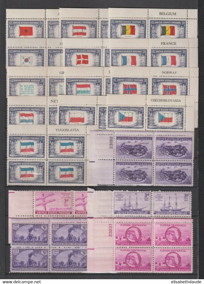 USA - 1936/1945  - COLLECTION En BLOCS De 4 ! AVEC POSTE AERIENNE ** MNH - 7 PAGES ! - COTE YVERT = 450+ EUR - Collezioni & Lotti