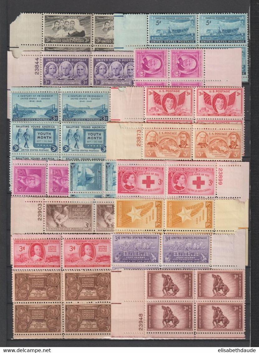 USA - 1946/1955  - ANNEES COMPLETES En BLOCS De 4 ! AVEC POSTE AERIENNE ** MNH - 8 PAGES ! - COTE YVERT = 830++ EUR - Annate Complete