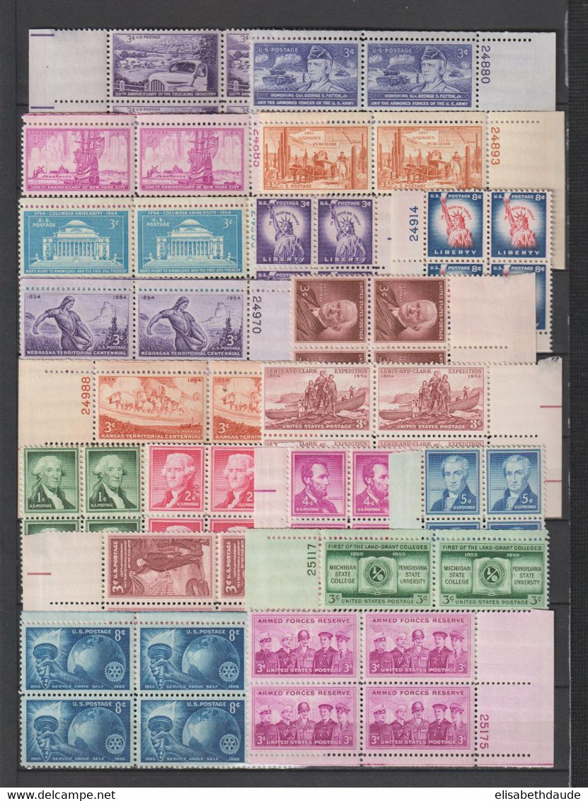 USA - 1946/1955  - ANNEES COMPLETES en BLOCS de 4 ! AVEC POSTE AERIENNE ** MNH - 8 PAGES ! - COTE YVERT = 830++ EUR