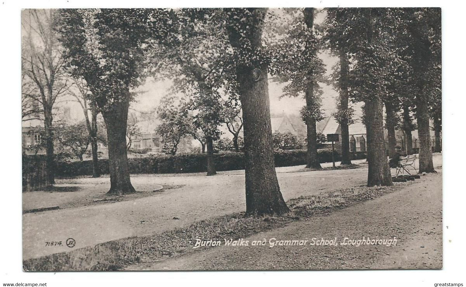 Leicestershire Postcard Loughborough Burton Walks And Grammar School Rp Unused - Other & Unclassified