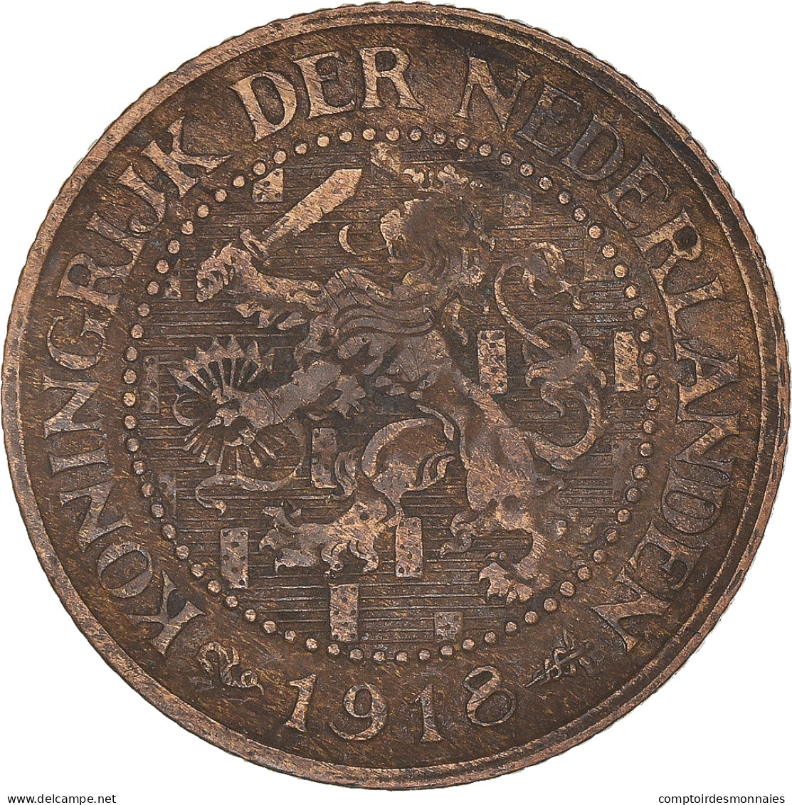 Monnaie, Pays-Bas, Wilhelmina I, 2-1/2 Cent, 1918, TB+, Bronze, KM:150 - 2.5 Centavos