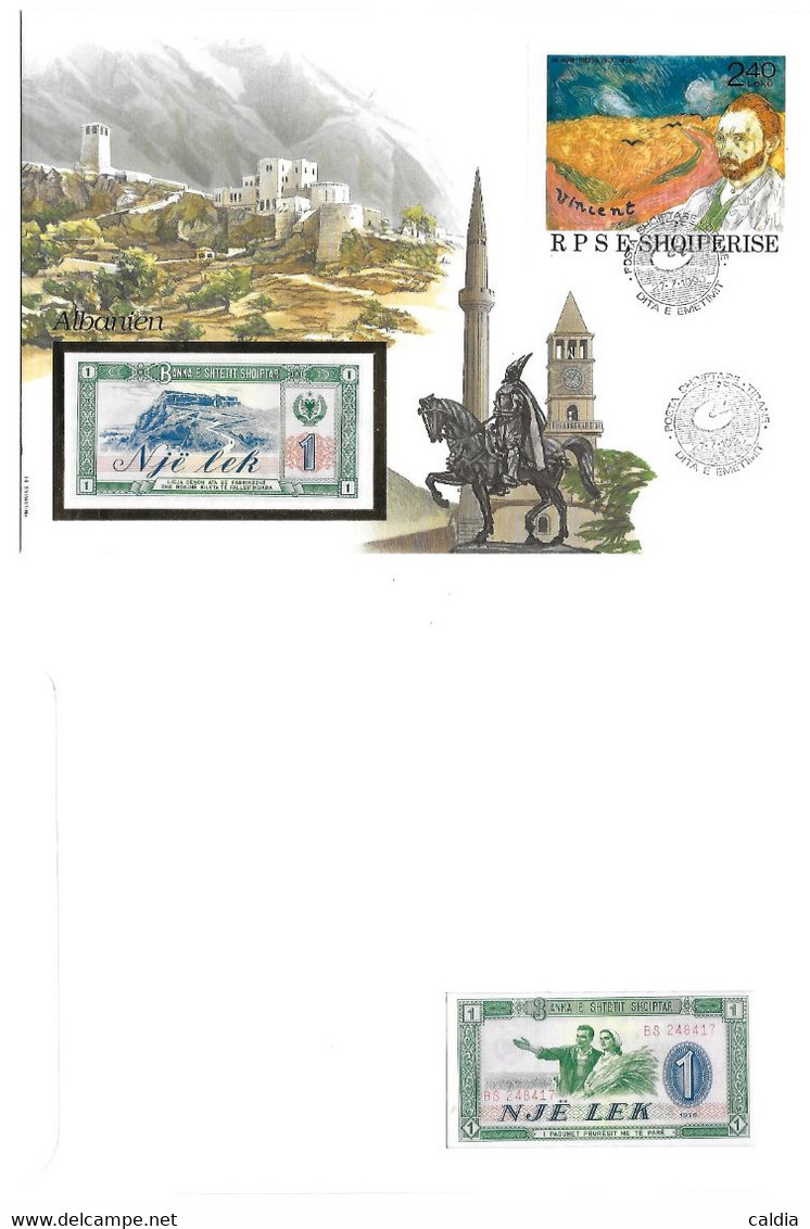 Albanie Albania 1 Lek 1976 UNC - Enveloppe + Timbre - Albania