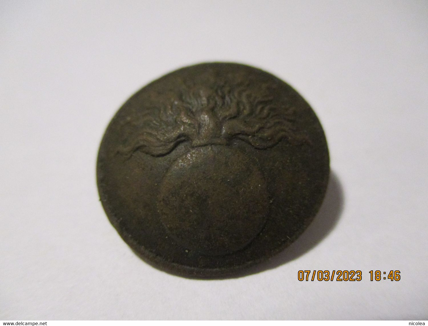 Ancien Bouton Militaire à Identifier Dans Son Jus - Boutons