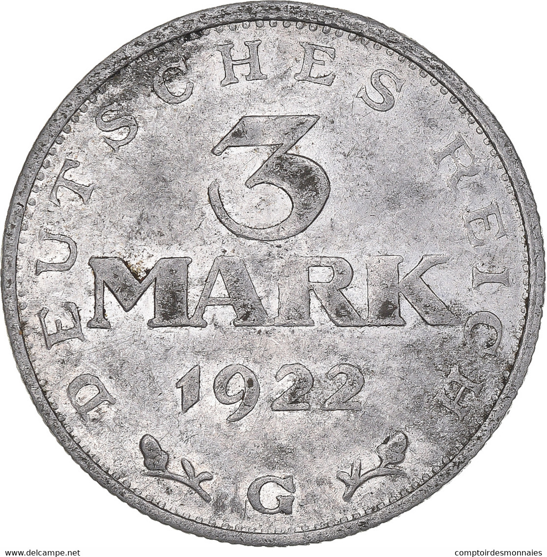 Monnaie, Allemagne, République De Weimar, 3 Mark, 1922, Karlsruhe, TTB - 3 Mark & 3 Reichsmark