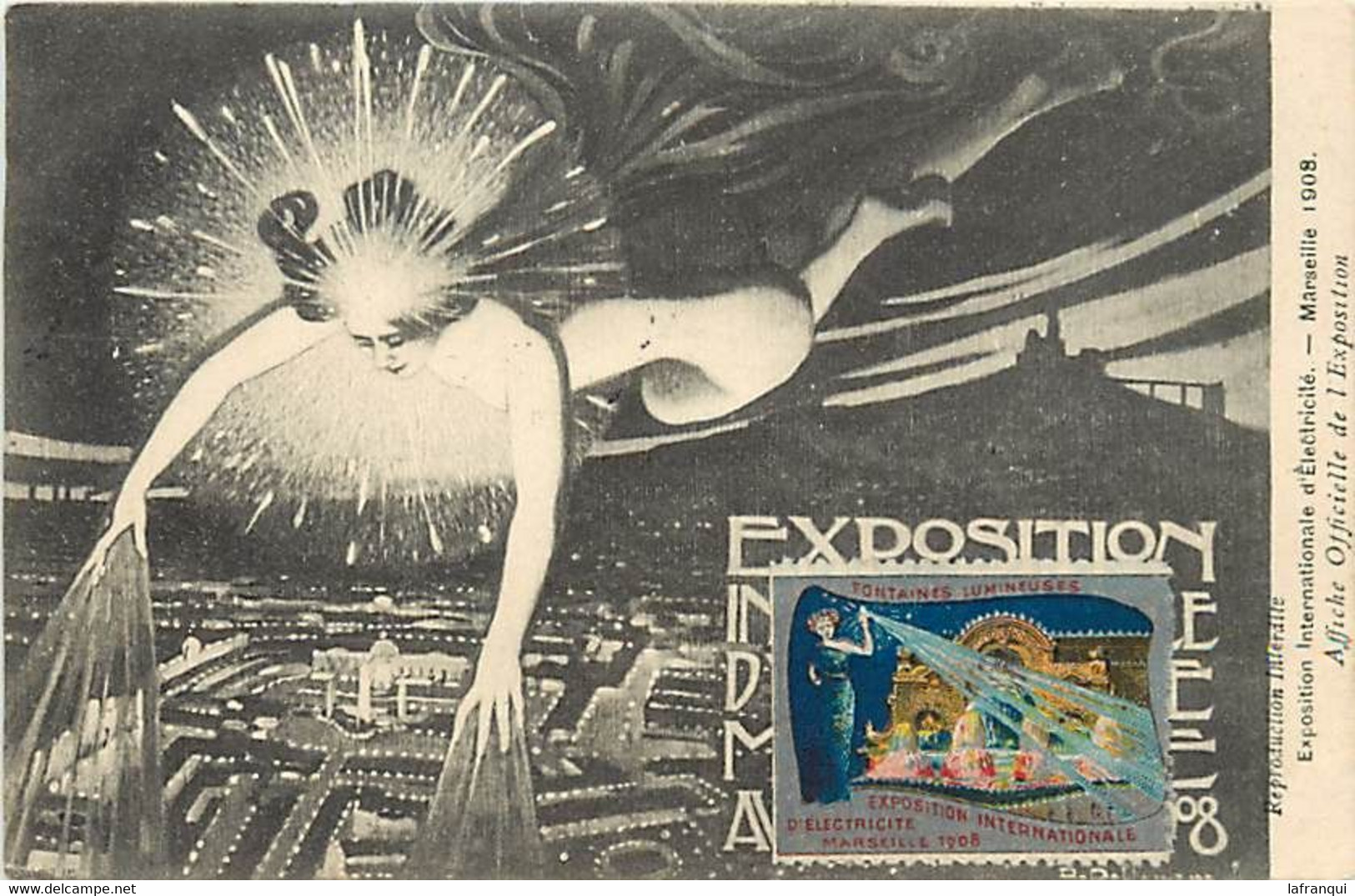 Themes Div-ref PP16-exposition Internationale D Electricité -marseille 1908-vignette- Affiche Officielle De L Exposition - Internationale Tentoonstelling Voor Elektriciteit En Andere