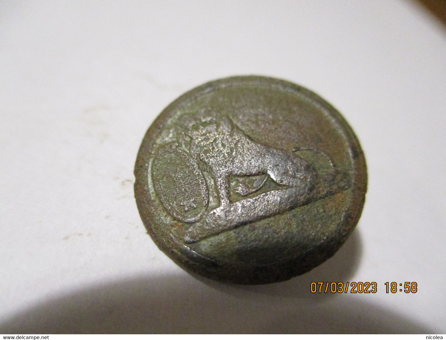 Ancien Bouton Plat " Lion " à Identifier Dans Son Jus - Boutons