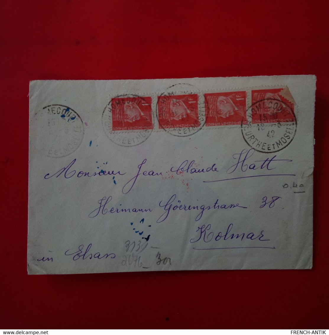 LETTRE HOMECOURT POUR COLMAR 1942 AVEC CENSURE ALLEMANDE - Briefe U. Dokumente