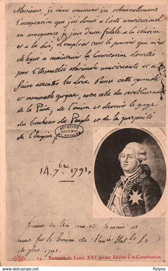 Histoire - Serment De Louis XVI Jurant Fidélité à La Constitution - History Roi Royauté - Geschiedenis