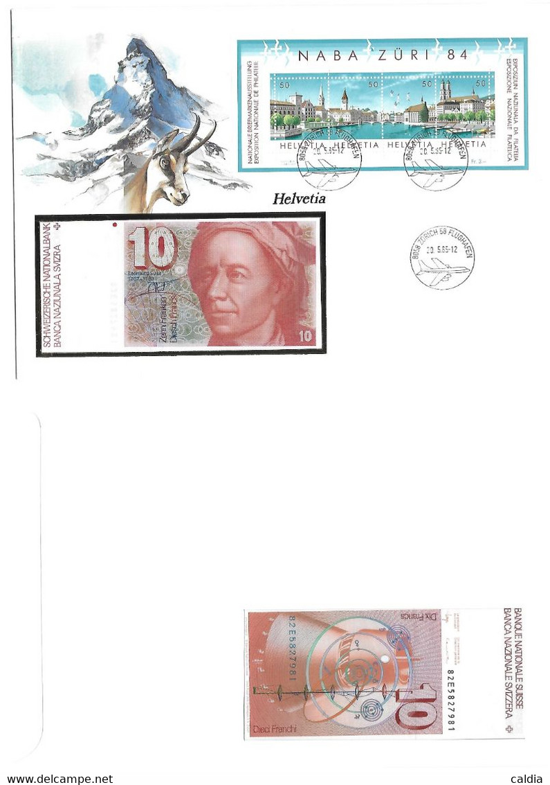Suisse Switzerland 10 Francs 1980 UNC - Enveloppe + Timbre " NABA ZÜRI 84 " - Switzerland