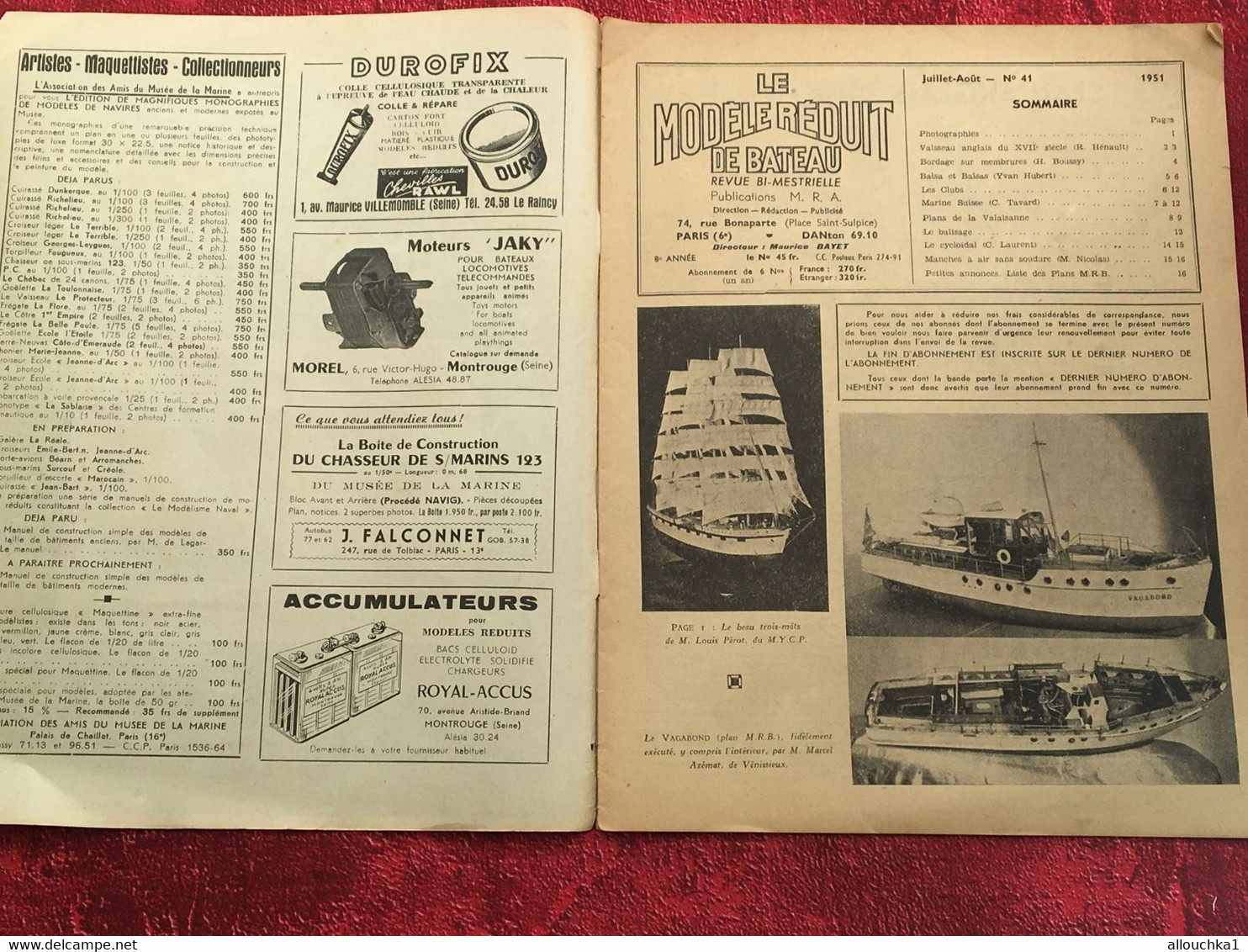 1951 Le Modèle Réduit De Bateau Livre, Revue Français  Pratique Modélisme-N°41 Stadt Zurich Galère Du Canton - Model Making